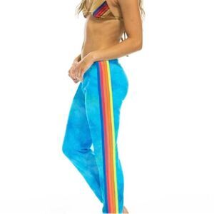 Aviator Nation 5 Stripe Sweatpants Blue Tie-Dye Women’s Small Joggers